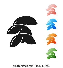 Black Chinese fortune cookie icon isolated on white background. Asian traditional. Set icons colorful. Vector Illustration