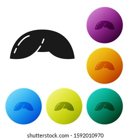 Black Chinese fortune cookie icon isolated on white background. Asian traditional. Set icons colorful circle buttons. Vector Illustration
