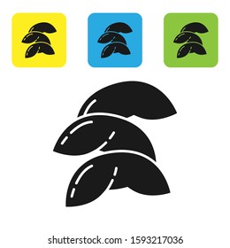 Black Chinese fortune cookie icon isolated on white background. Asian traditional. Set icons colorful square buttons. Vector Illustration