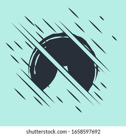 Black Chinese fortune cookie icon isolated on green background. Asian traditional. Glitch style. Vector Illustration