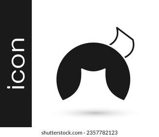 Black Chinese fortune cookie icon isolated on white background. Asian traditional.  Vector