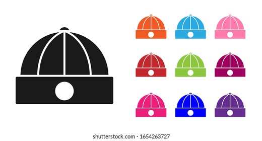 Black Chinese hat icon isolated on white background. Set icons colorful. Vector Illustration