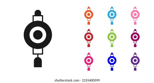Black Chinese paper lantern icon isolated on white background. Set icons colorful. Vector