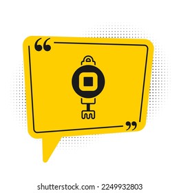 Black Chinese paper lantern icon isolated on white background. Yellow speech bubble symbol. Vector