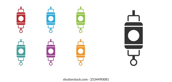 Black Chinese paper lantern icon isolated on white background. Set icons colorful. Vector