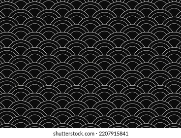 Black Chinese pattern wallpaper, oriental background for New Year. Vector illustration. New Year 2023.