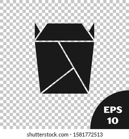 Black Chinese restaurant opened take out box filled icon isolated on transparent background. Take away food.  Vector Illustration