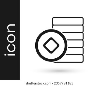 Black Chinese Yuan currency symbol icon isolated on white background. Coin money. Banking currency sign. Cash symbol.  Vector