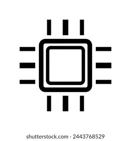 Black chip intelligence technology icon flat vector design