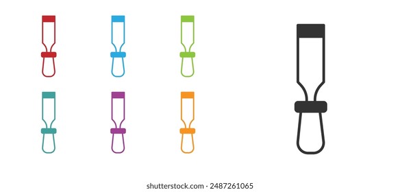 Black Chisel tool for wood icon isolated on white background. Set icons colorful. Vector