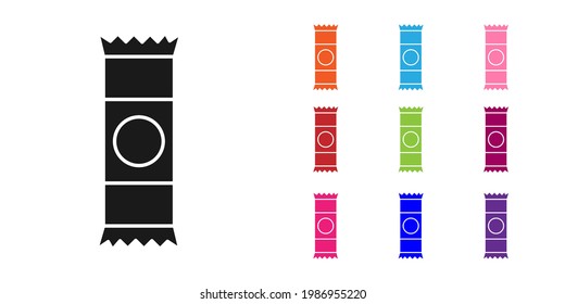 Black Chocolate bar icon isolated on white background. Set icons colorful. Vector Illustration
