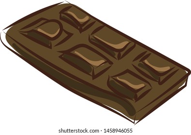 Black chocolate bar, illustration, vector on white background.