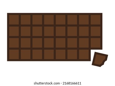 Black chocolate bar on white background.