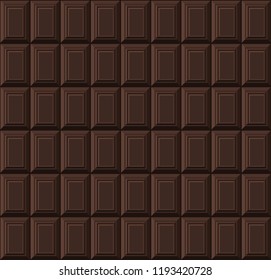 Black Chocolate Bar Seamless Background Pattern. Vector
