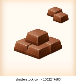 Black chocolate bars, 3d vector.