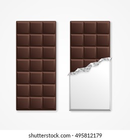 Black Chocolate Package Bar Blank. Vector illustration for Packaging blank or Other Food Design Elements. Package Graphic