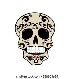 Black And Chocolate Swirl Skull Mexico Tradition 