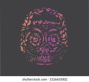 Black chopped paper with Sugar skull  close up vector illustration - Day of the dead celebration
