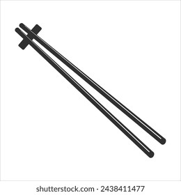 Black chopsticks icon illustration isolated on white background