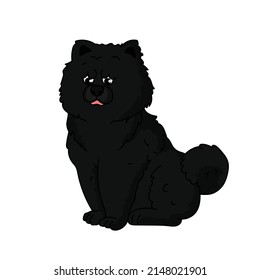 Black Chow Chow Dog Sitting Illustration 