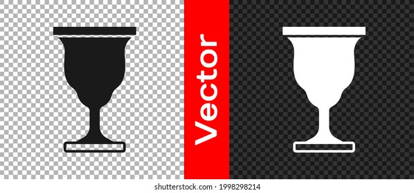 Black Christian chalice icon isolated on transparent background. Christianity icon. Happy Easter.  Vector