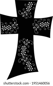  black Christian cross in floral design 