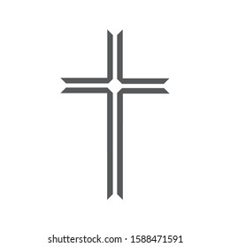 Black christian cross icon. Abstract line christian cross. Vector illustration.