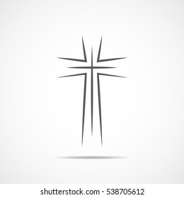 Black christian cross icon. Abstract line christian cross. Vector illustration