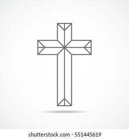 Black christian cross icon. Abstract line christian cross. Vector illustration