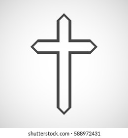 Black christian cross icon. Abstract line christian cross. Vector illustration