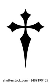 Black christian cross icon. Vector illustration