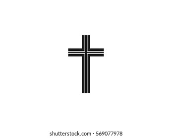 Black christian cross icon vector illustration on white background