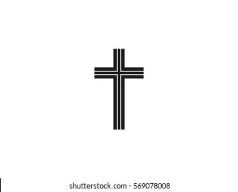 Black christian cross icon vector illustration on white background