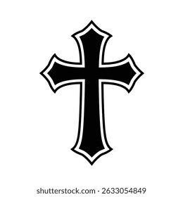Black christian cross religious symbol faith icon.