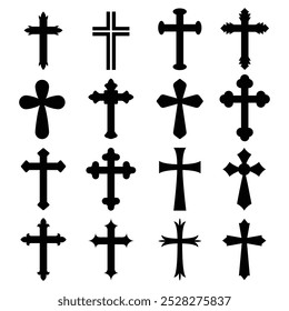 Crucifixo Cristão Preto Cruz Vetor Ilustração