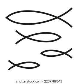black christian symbol fish icon. Vector illustration. Stock image.