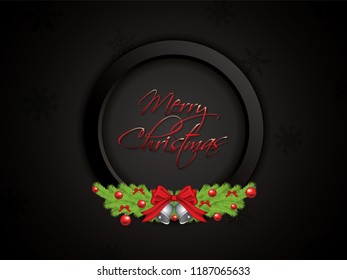 Black Christmas background with garland, vector illustration