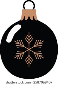 Black Christmas Ball Icon Illustration - Vector Drawing