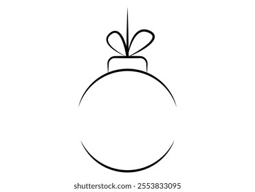 Black Christmas ball icon with stroke