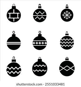 Black christmas balls Icon Set