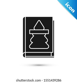 Black Christmas book cover or flyer template icon isolated on white background. Merry Christmas and Happy New Year.  Vector Illustration