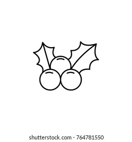 Black christmas holly berry plant line icon icon on white background
