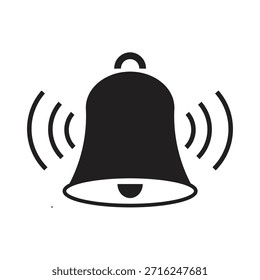 Black Christmas Icon. Vector Icon of Christmas bells ringing
