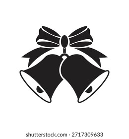 Ícone Preto de Natal. Ícone de vetor de sinos de Natal tocando
