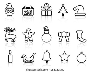 black christmas line icons