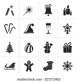 Black Christmas and new year icons - vector icon set