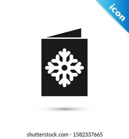 Black Christmas postcard icon isolated on white background. Merry Christmas and Happy New Year.  Vector Illustration