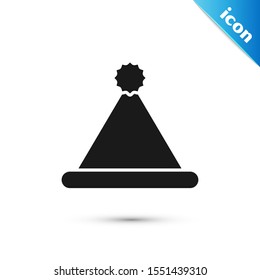 Black Christmas Santa Claus hat icon isolated on white background. Merry Christmas and Happy New Year.  Vector Illustration
