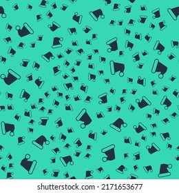 Black Christmas Santa Claus hat icon isolated seamless pattern on green background. Merry Christmas and Happy New Year.  Vector