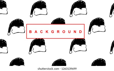 Black Christmas Santa Hat Background Pattern for Template, Shirt, and Design. Vector, Illustration, Hand Drawn and Doodle. EPS10